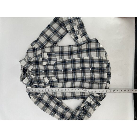 Sandra Ingrish Women’s Plaid Lightweight Collared Button Up Roll Tab Blouse Sz S - Picture 7 of 8